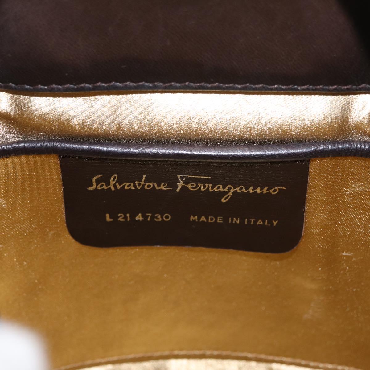 Salvatore Ferragamo Shoulder Bag Suede Brown Gold Auth 215683A