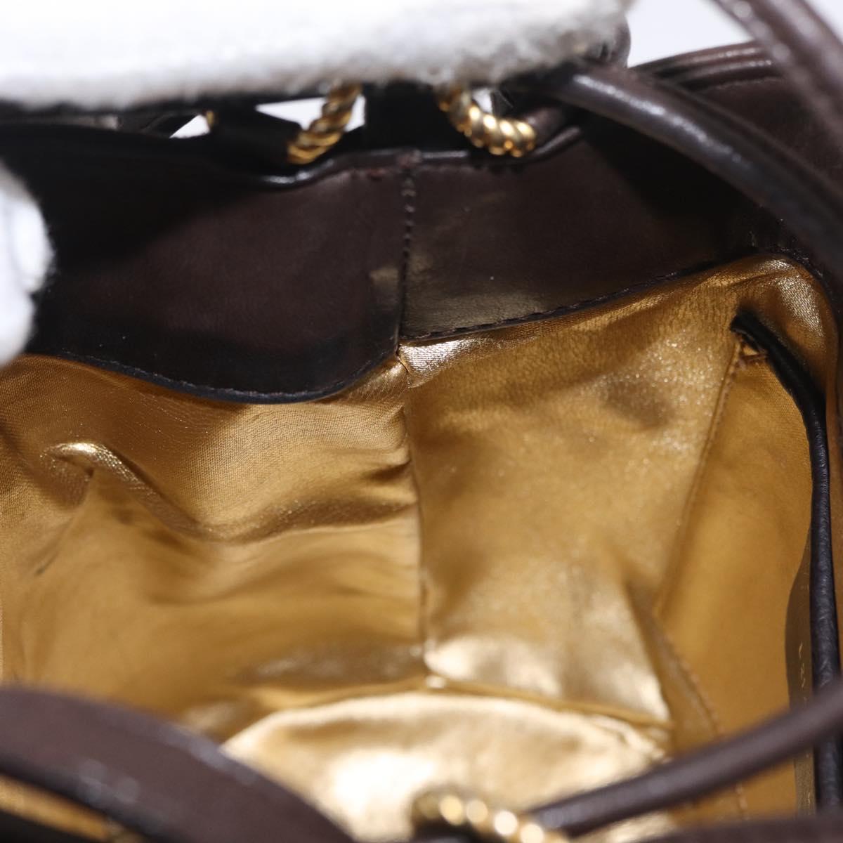 Salvatore Ferragamo Shoulder Bag Suede Brown Gold Auth 215683A