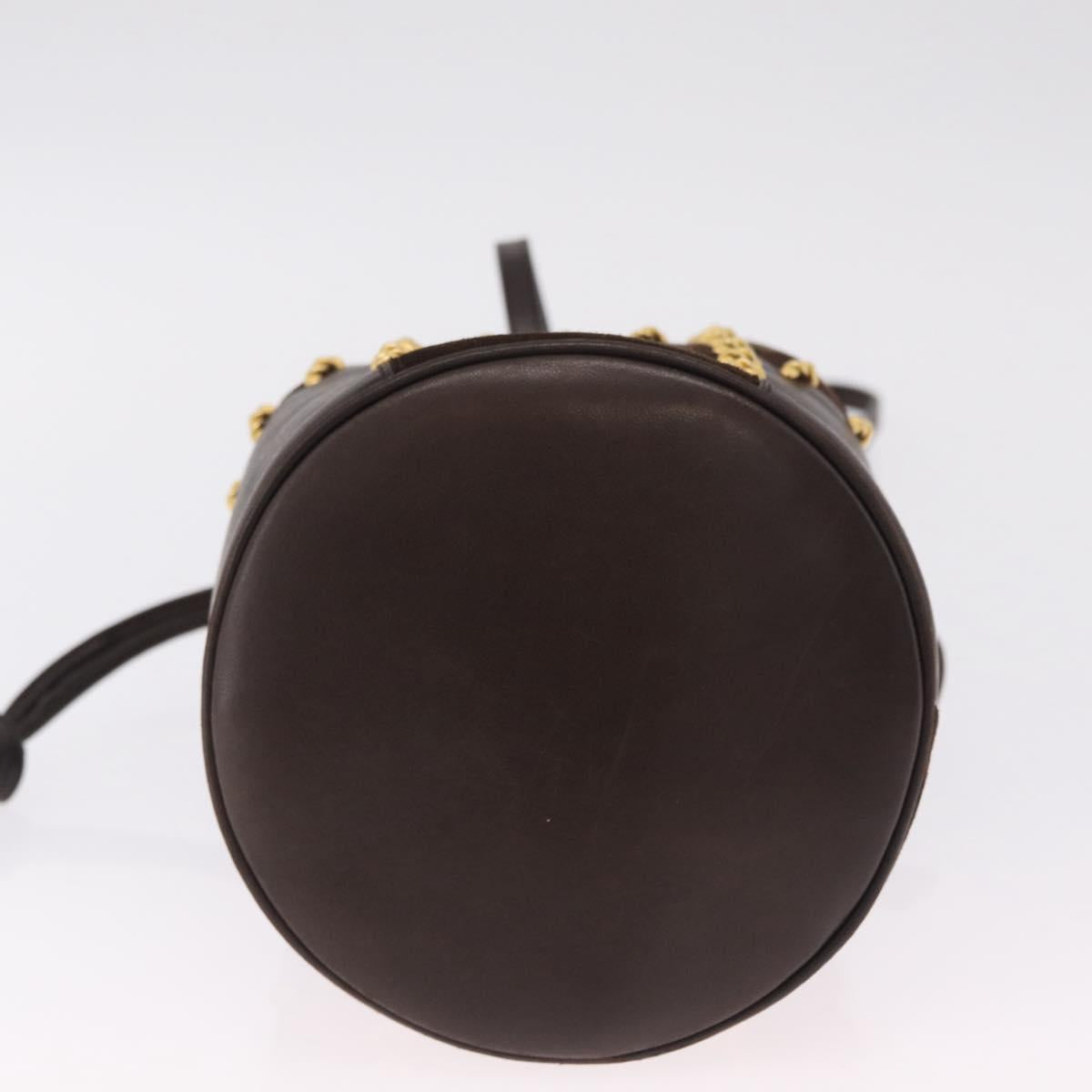 Salvatore Ferragamo Shoulder Bag Suede Brown Gold Auth 215683A