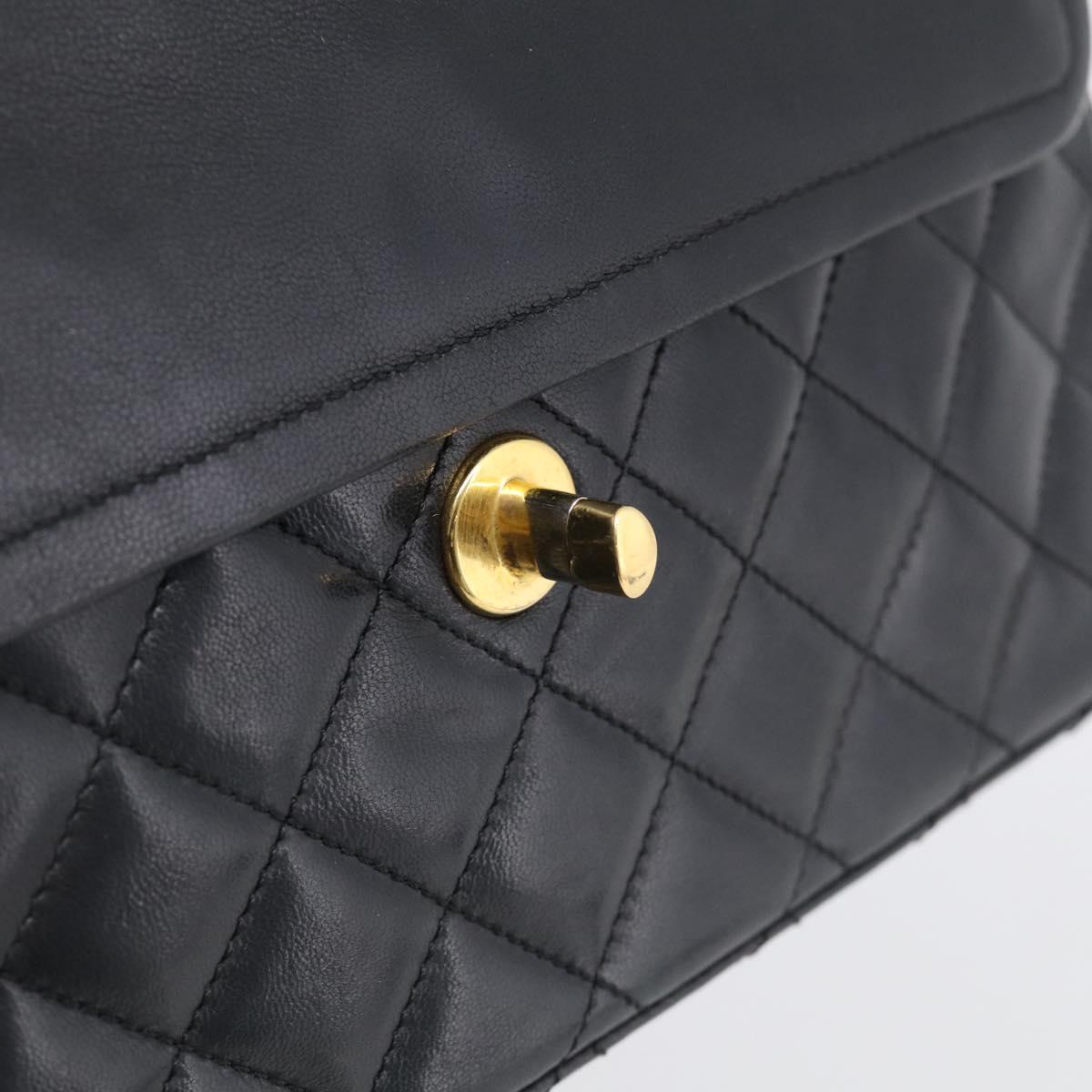 CHANEL Matelasse 26 Chain Shoulder Bag Lamb Skin Black Gold CC Auth 215684V