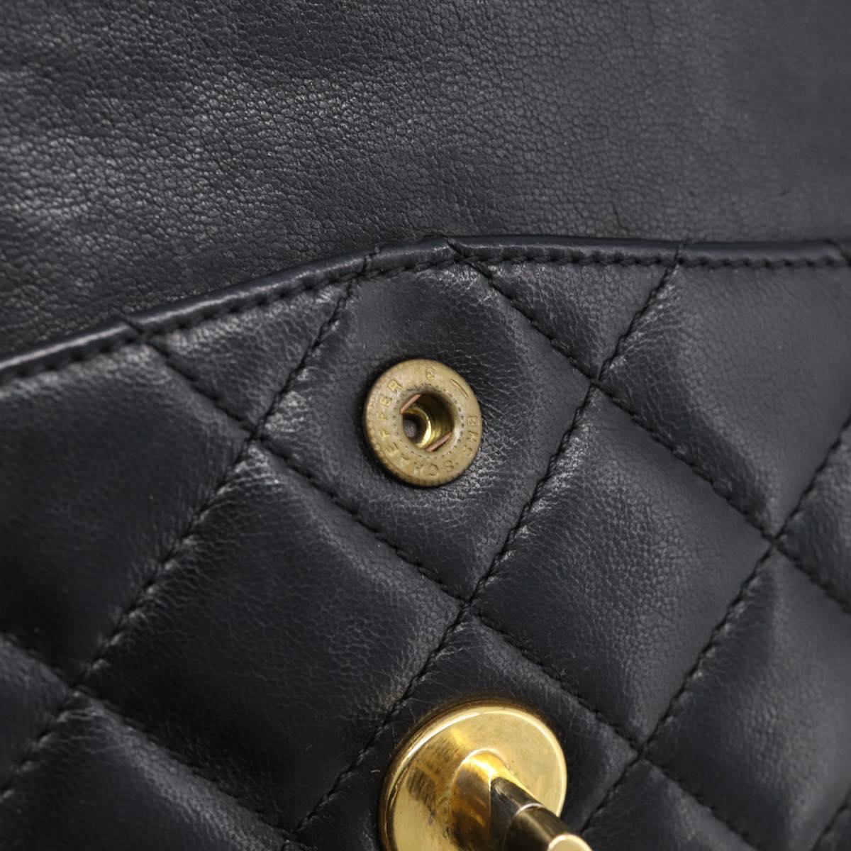 CHANEL Matelasse 26 Chain Shoulder Bag Lamb Skin Black Gold CC Auth 215684V