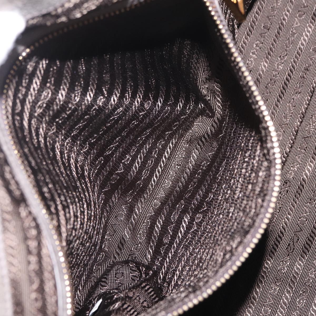 PRADA Vitter Shine Hand Bag Leather 2way Gray Gold Auth 215685V