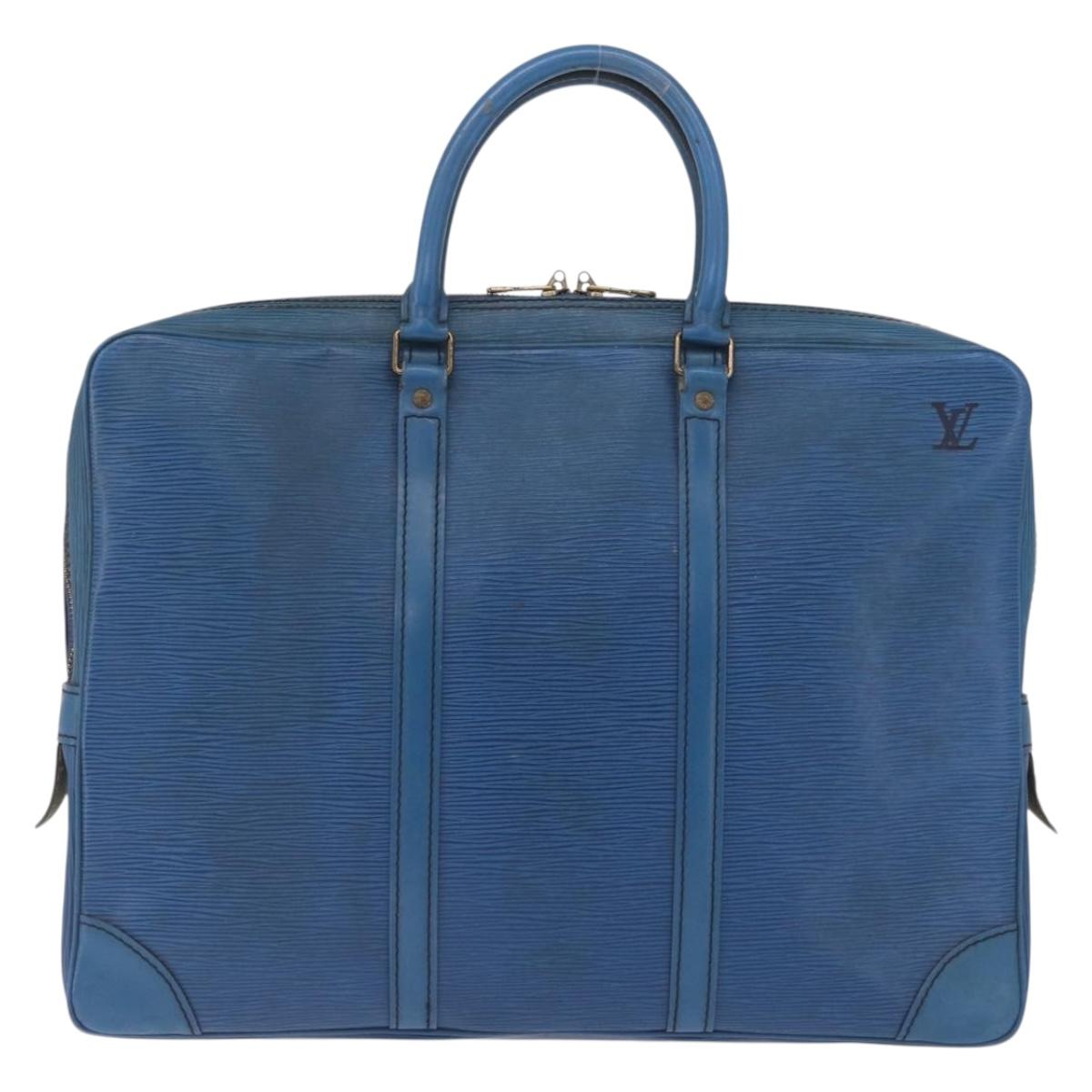LOUIS VUITTON Epi Porte Documents Voyage Business Bag Blue M54475 LV Auth 215686