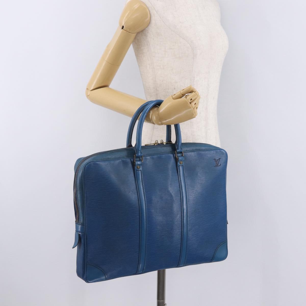 LOUIS VUITTON Epi Porte Documents Voyage Business Bag Blue M54475 LV Auth 215686