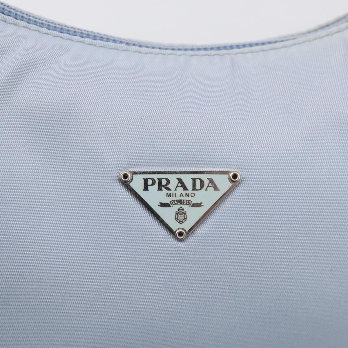 PRADA Accessory Pouch Nylon Light Blue Silver Auth 215692A