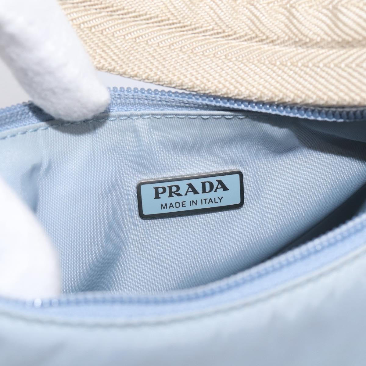 PRADA Accessory Pouch Nylon Light Blue Silver Auth 215692A