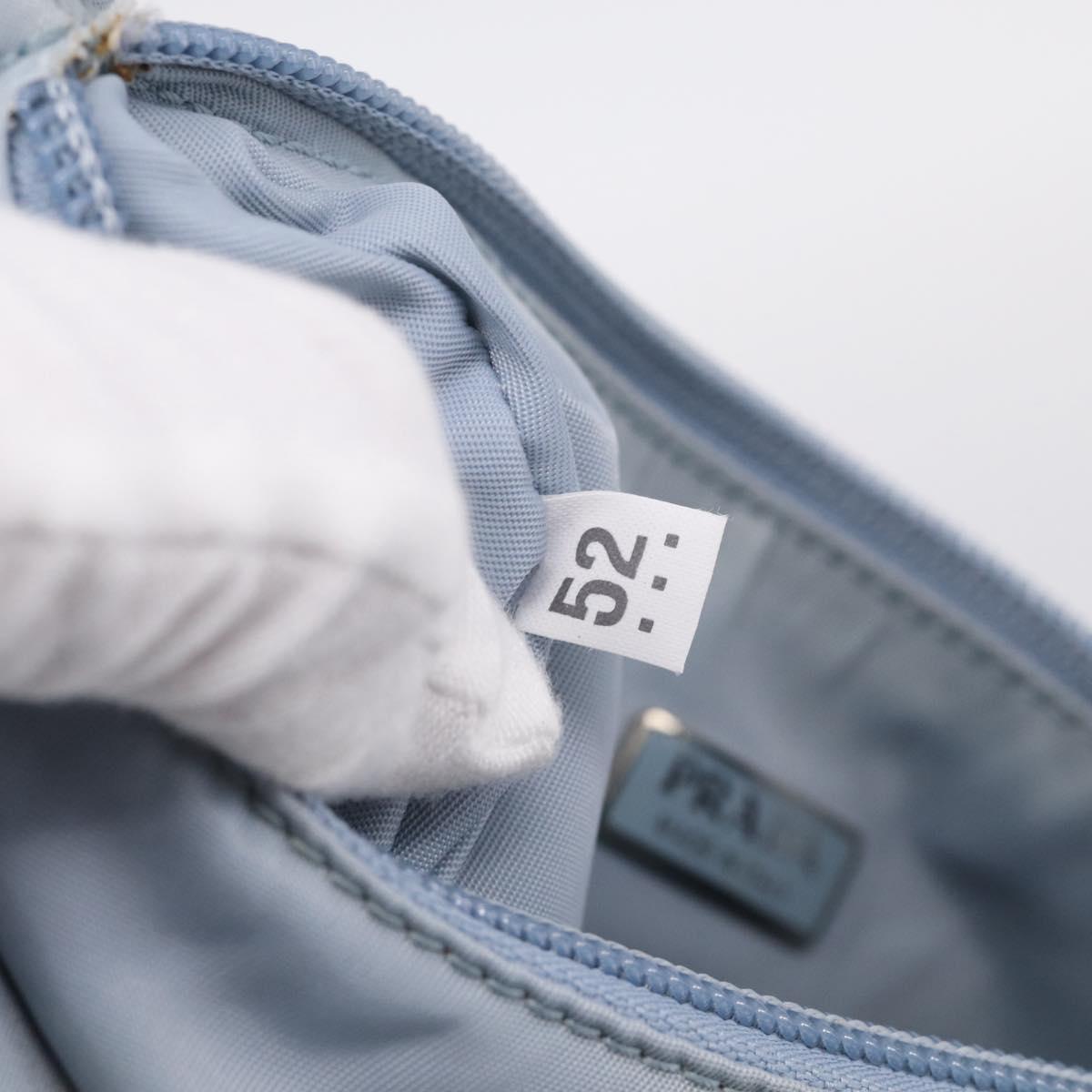 PRADA Accessory Pouch Nylon Light Blue Silver Auth 215692A