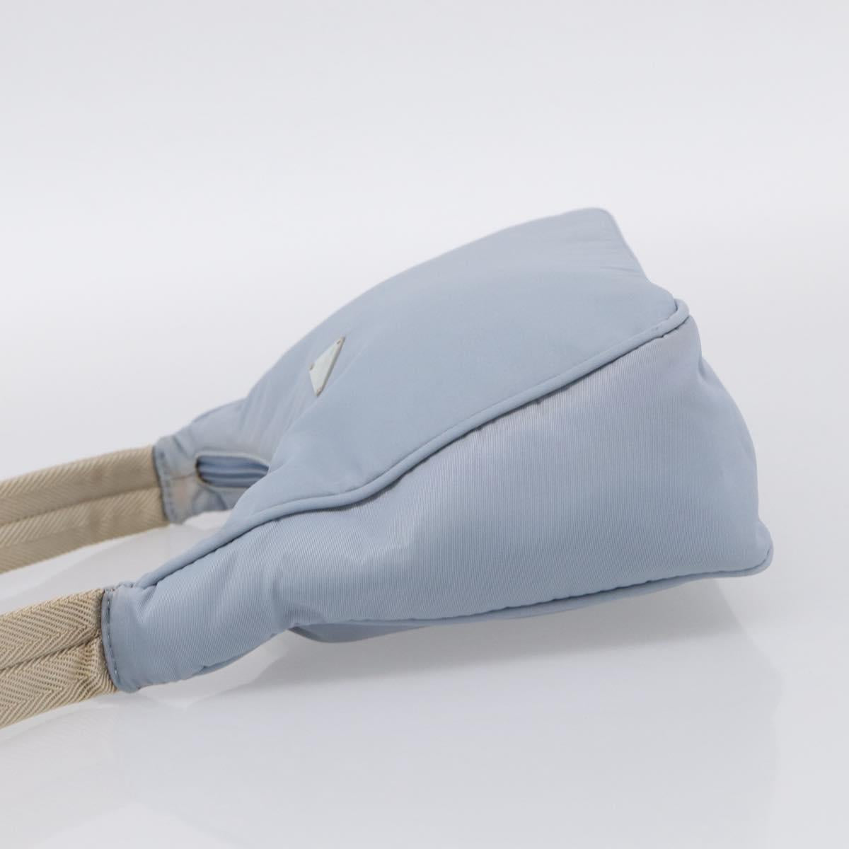 PRADA Accessory Pouch Nylon Light Blue Silver Auth 215692A