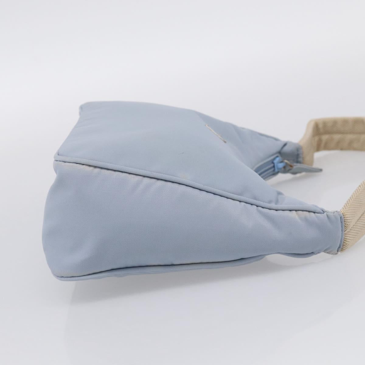 PRADA Accessory Pouch Nylon Light Blue Silver Auth 215692A