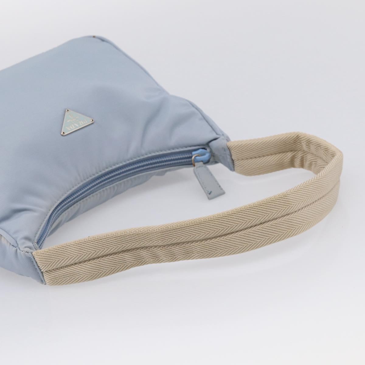 PRADA Accessory Pouch Nylon Light Blue Silver Auth 215692A