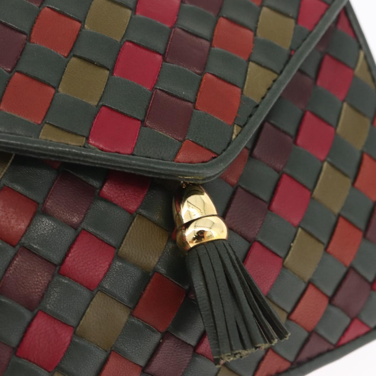 Bottega Veneta INTRECCIATO Waist Bag Leather Green Gold Auth 215702