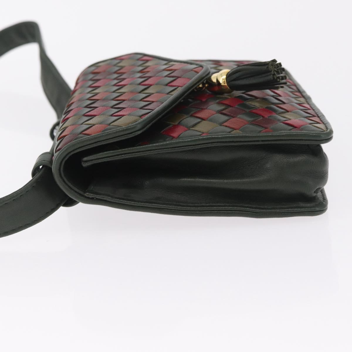 Bottega Veneta INTRECCIATO Waist Bag Leather Green Gold Auth 215702
