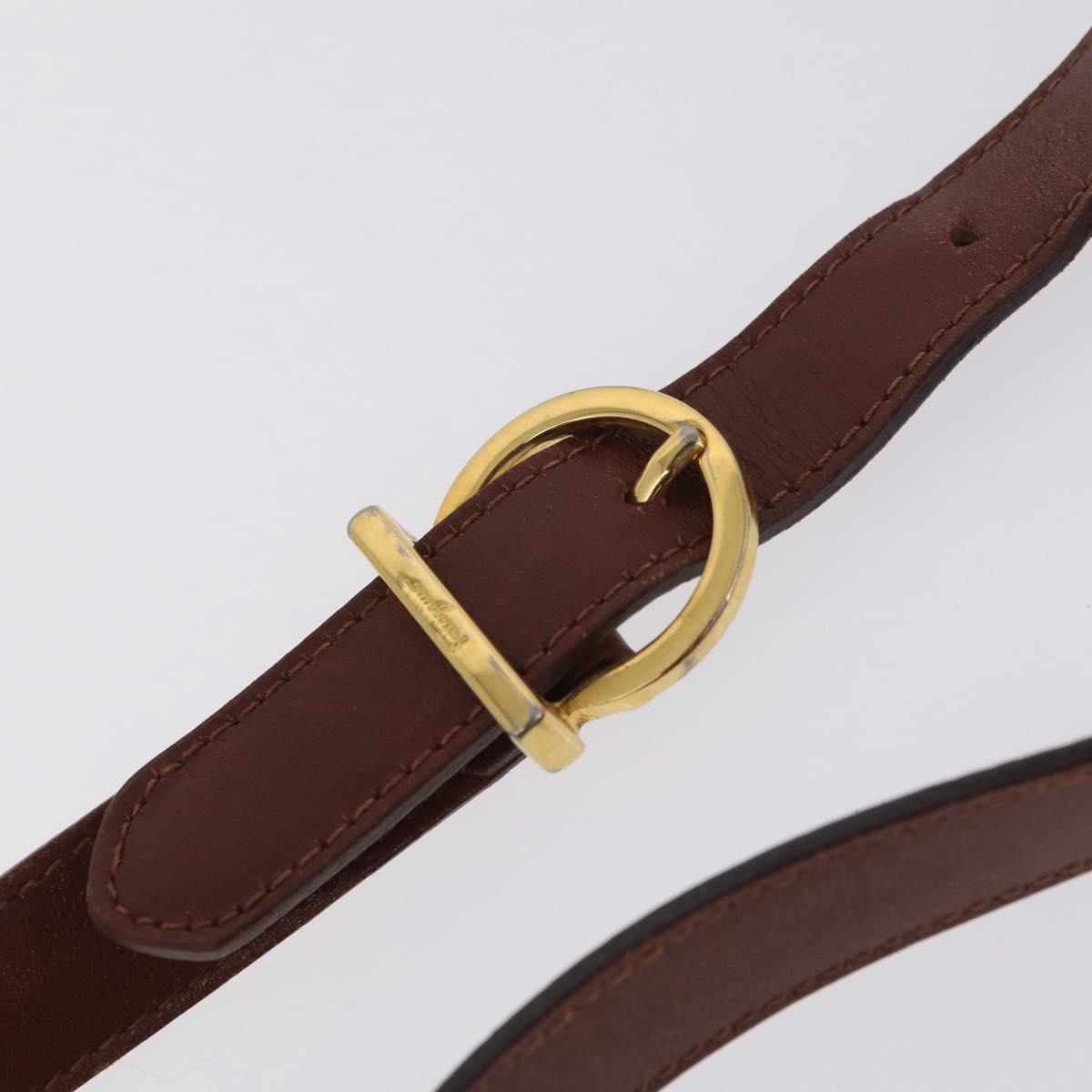 Salvatore Ferragamo Gancini Shoulder Bag Leather Brown Gold Auth 215708