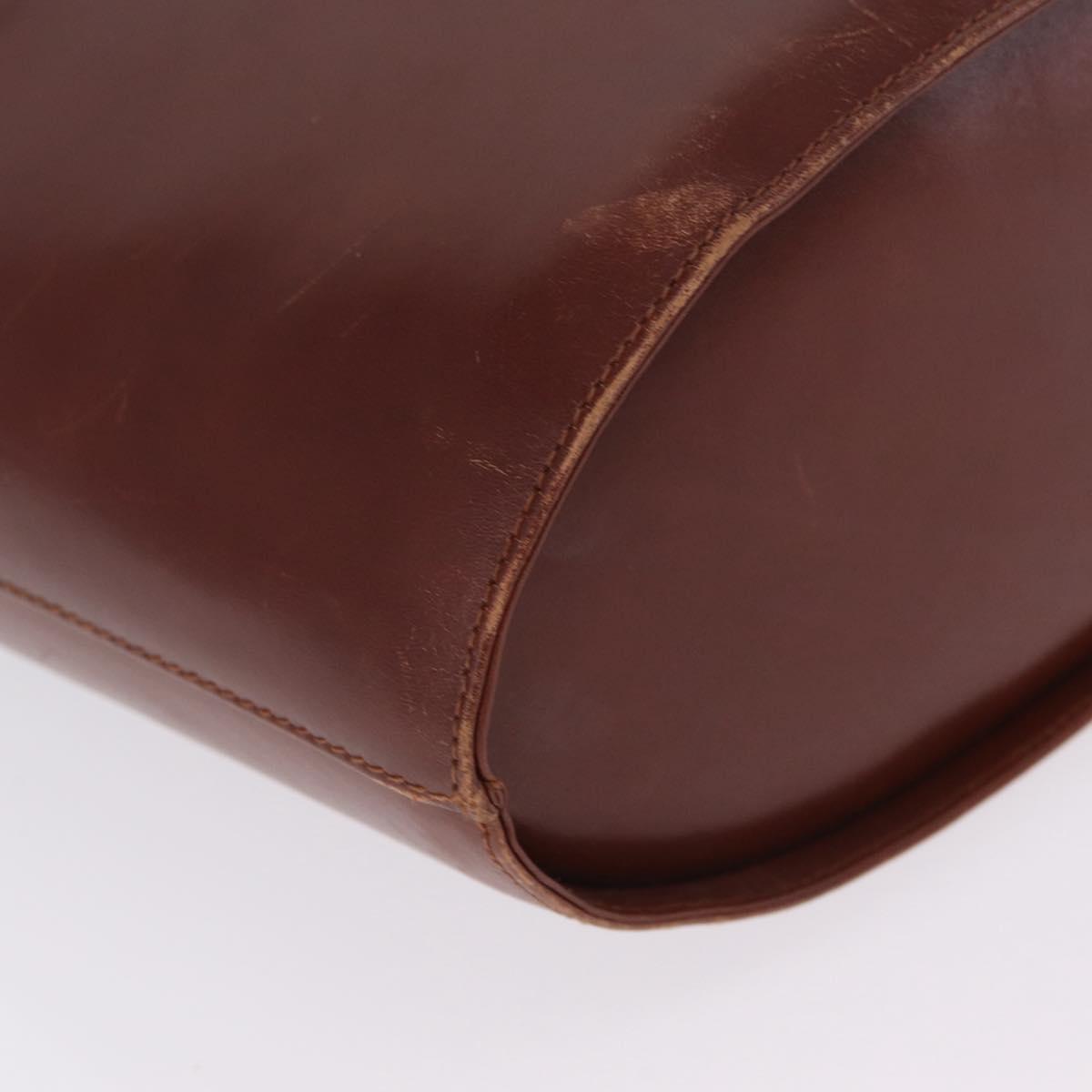 Salvatore Ferragamo Gancini Shoulder Bag Leather Brown Gold Auth 215708