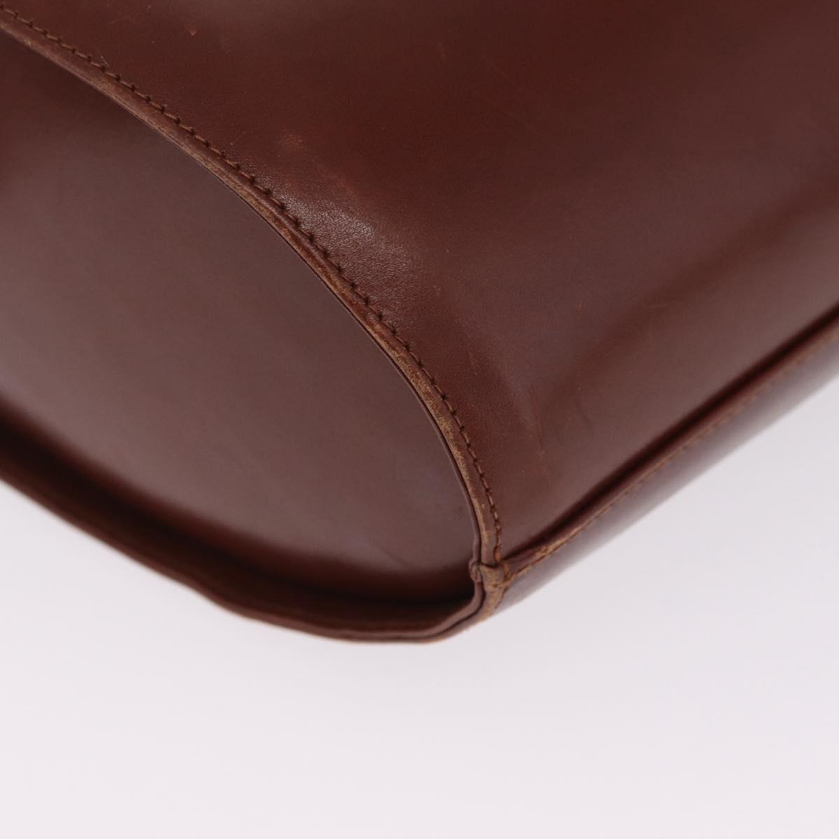Salvatore Ferragamo Gancini Shoulder Bag Leather Brown Gold Auth 215708