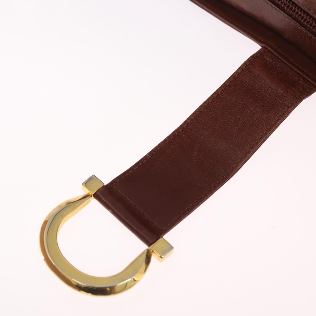 Salvatore Ferragamo Gancini Shoulder Bag Leather Brown Gold Auth 215708