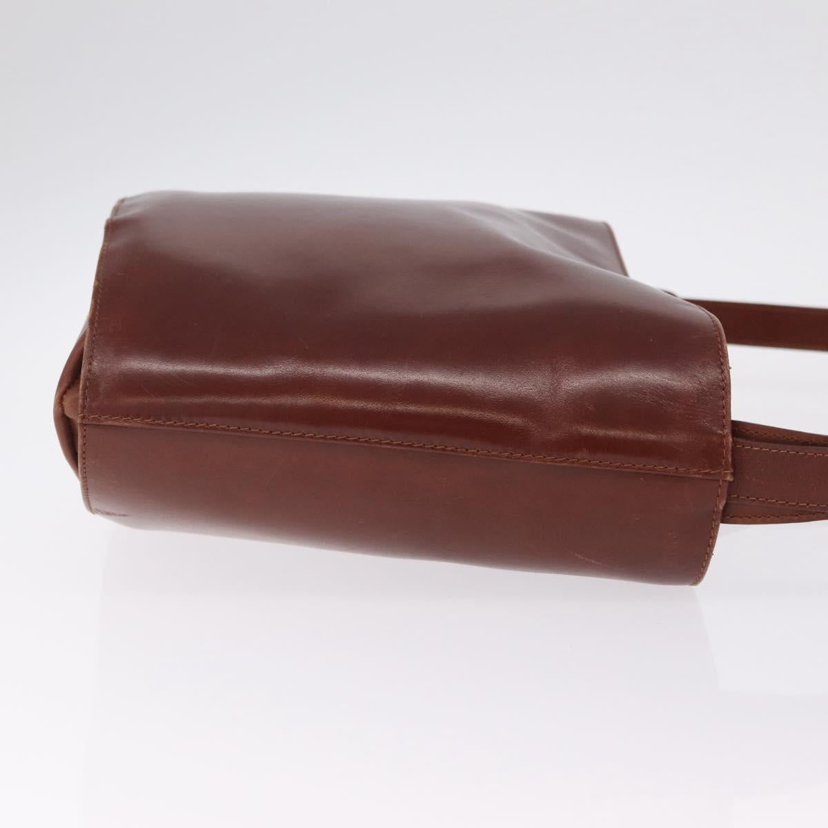 Salvatore Ferragamo Gancini Shoulder Bag Leather Brown Gold Auth 215708