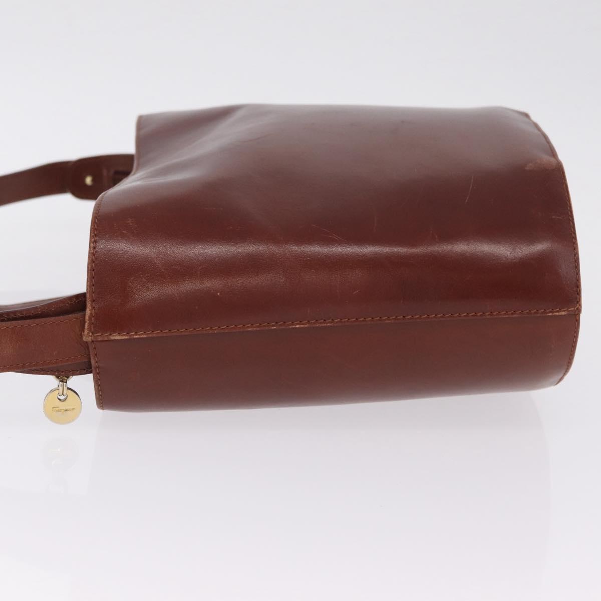 Salvatore Ferragamo Gancini Shoulder Bag Leather Brown Gold Auth 215708