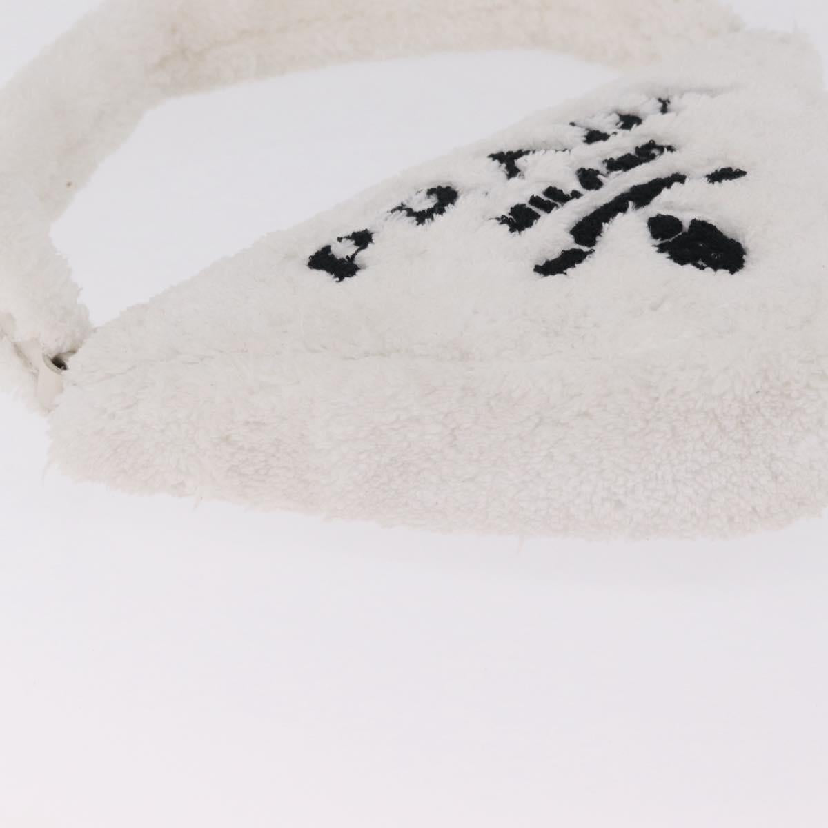 PRADA Hand Bag Pile White Silver Auth 215710M