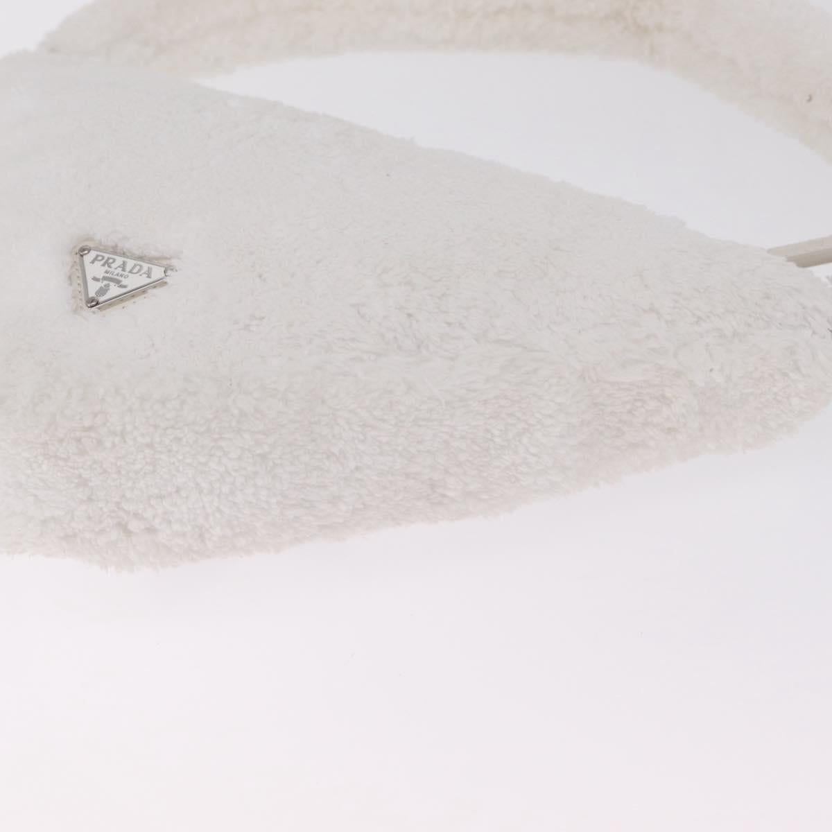 PRADA Hand Bag Pile White Silver Auth 215710M