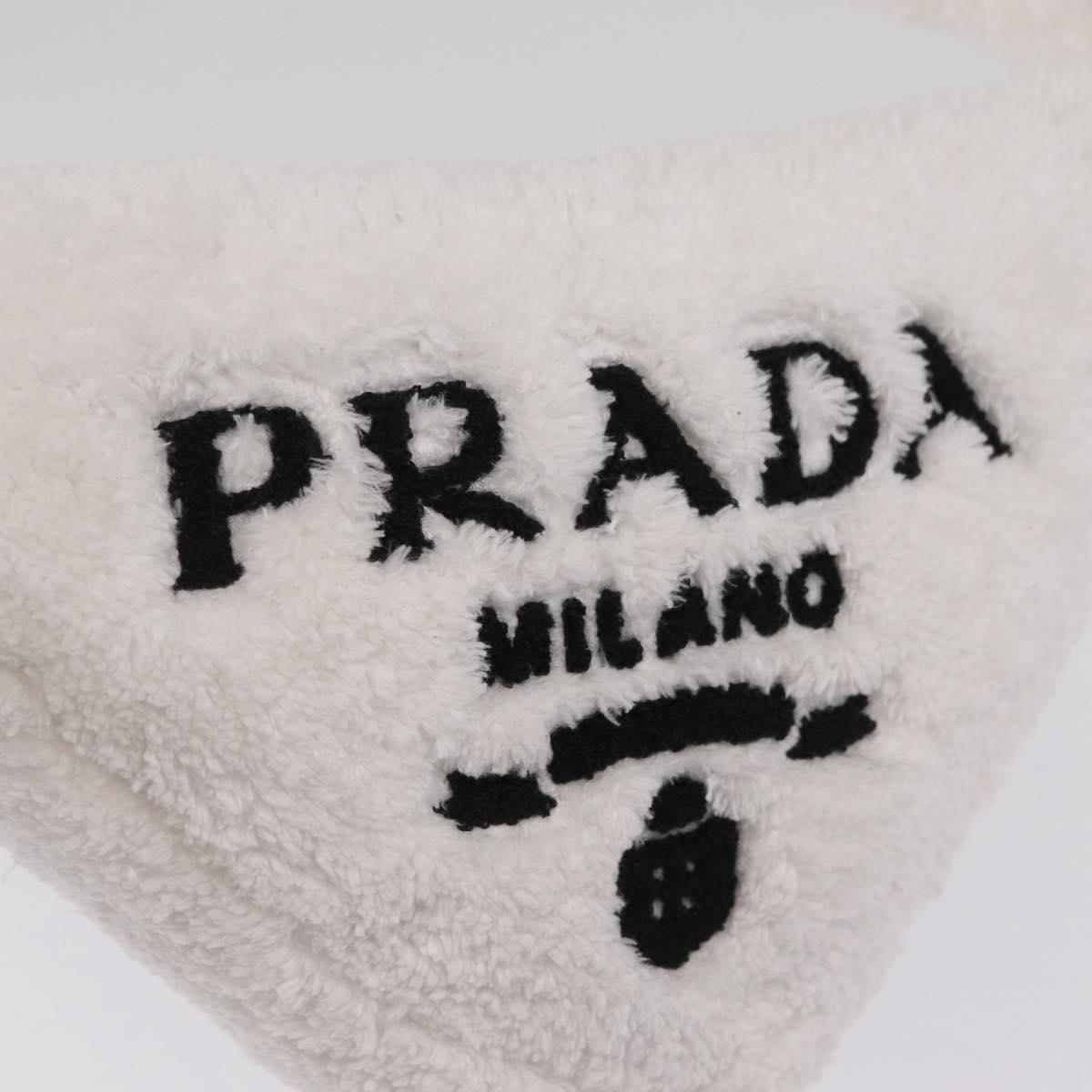 PRADA Hand Bag Pile White Silver Auth 215710M