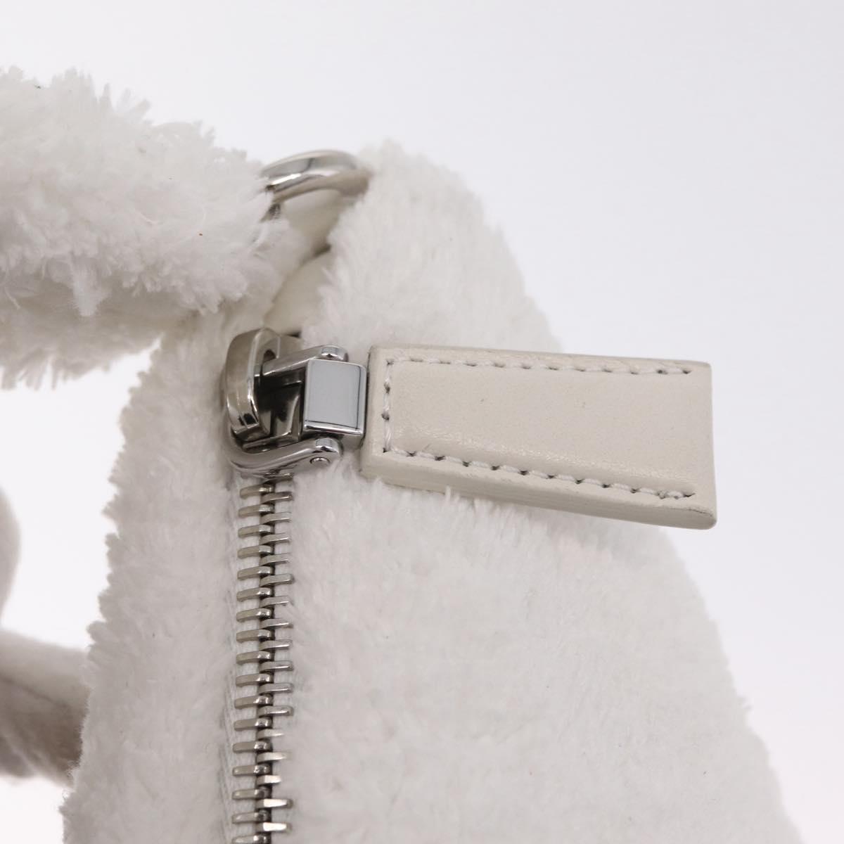 PRADA Hand Bag Pile White Silver Auth 215710M