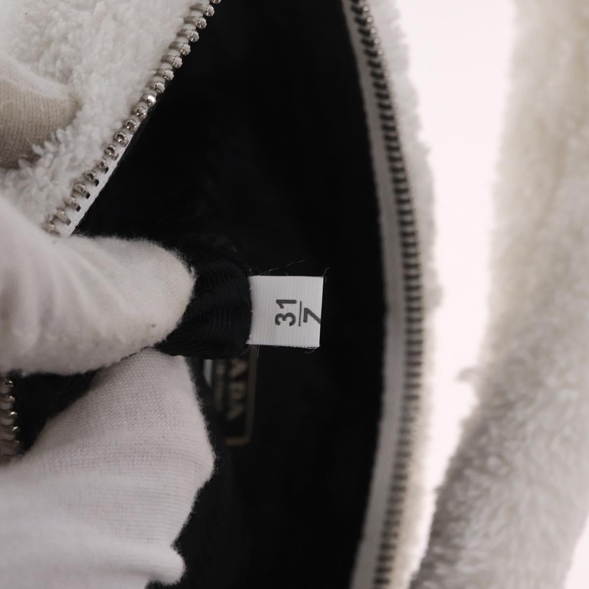 PRADA Hand Bag Pile White Silver Auth 215710M