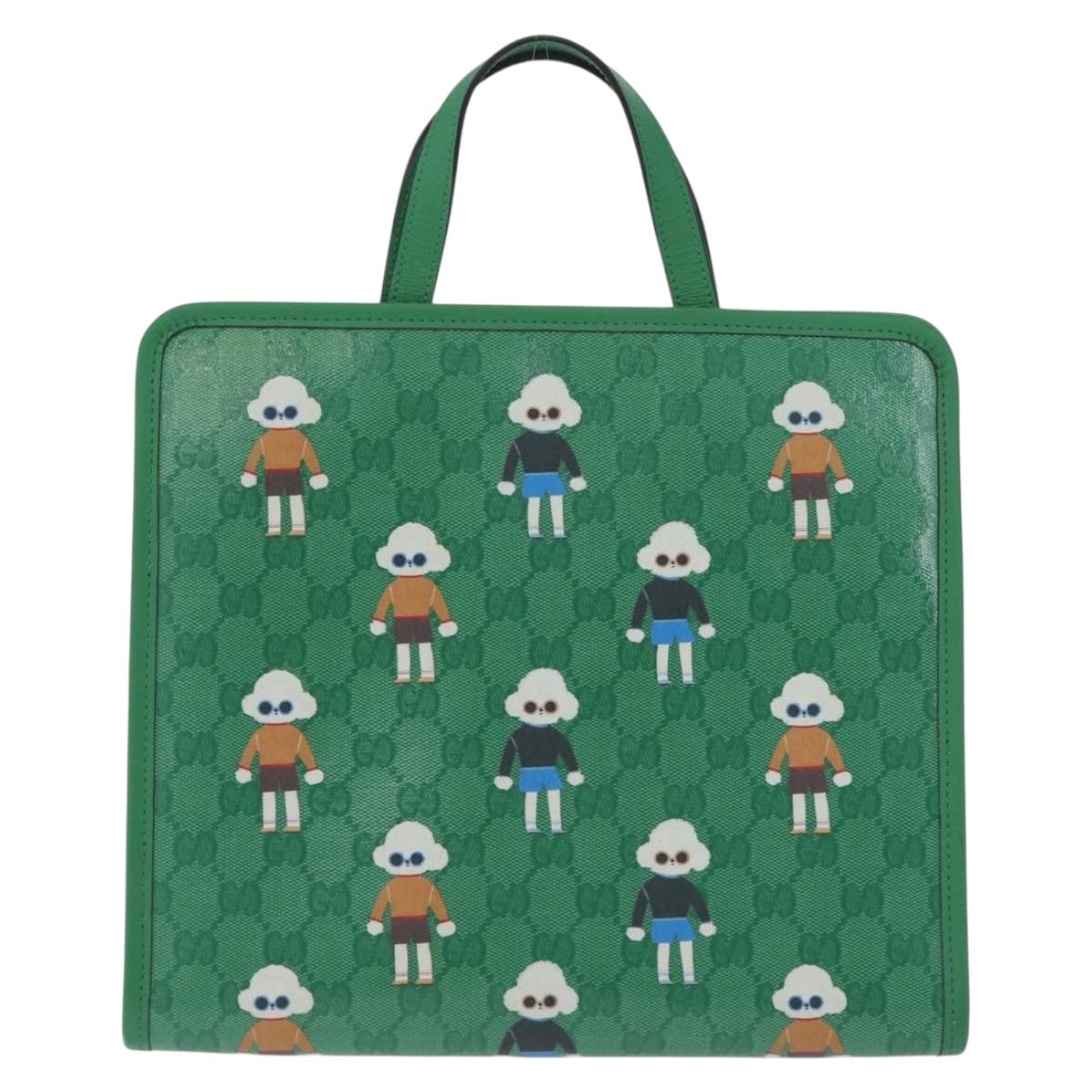 GUCCI GG Crystal Childrens Kim Seung-yeon Hand Bag PVC Green 605614 Auth 215713V
