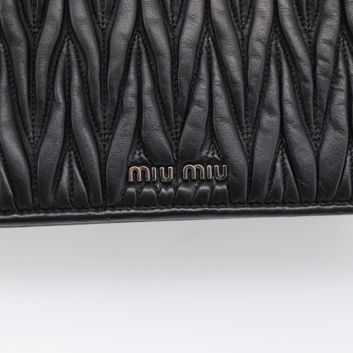 Miu Miu Matelasse Chain Shoulder Bag Leather Black Silver Auth 215716V