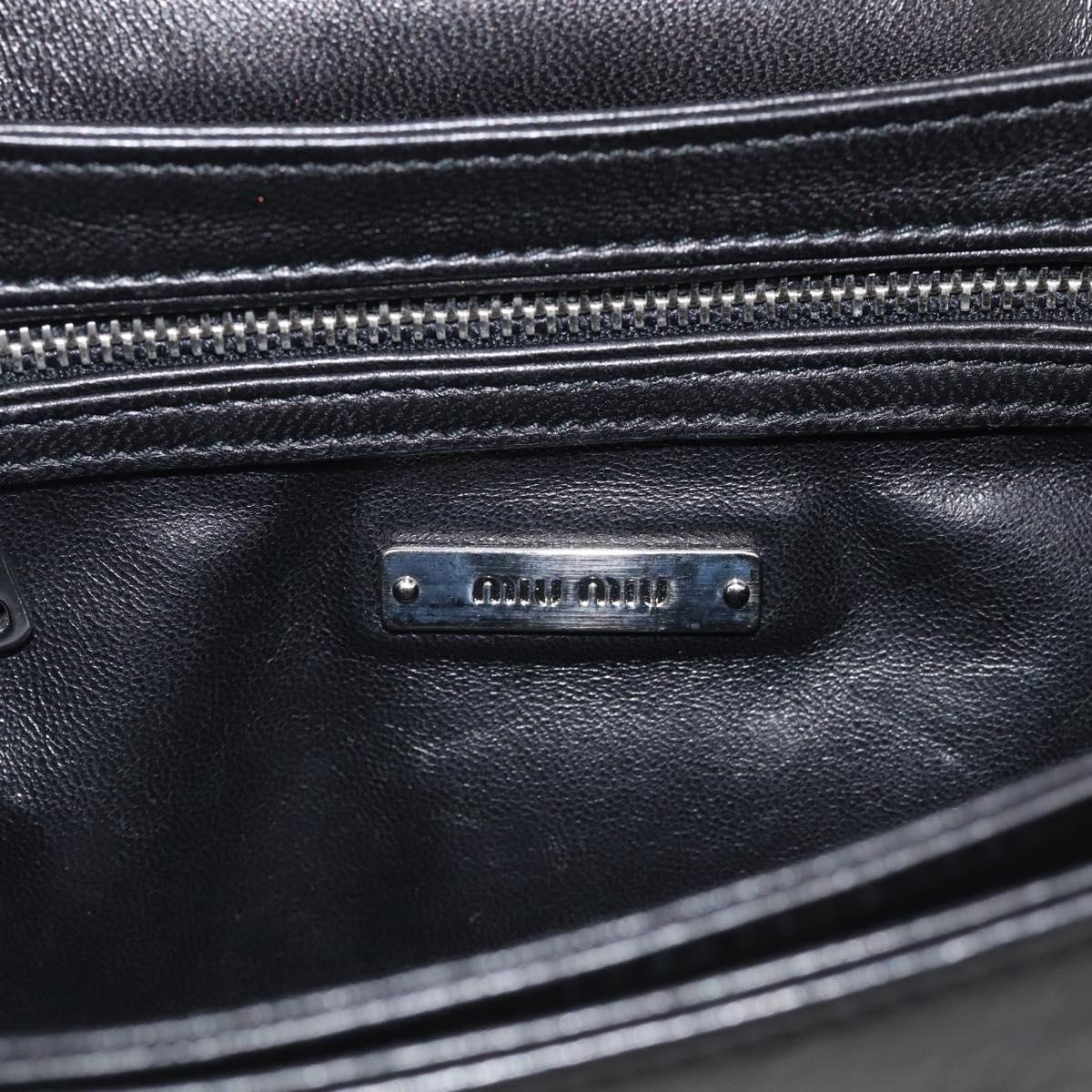 Miu Miu Matelasse Chain Shoulder Bag Leather Black Silver Auth 215716V