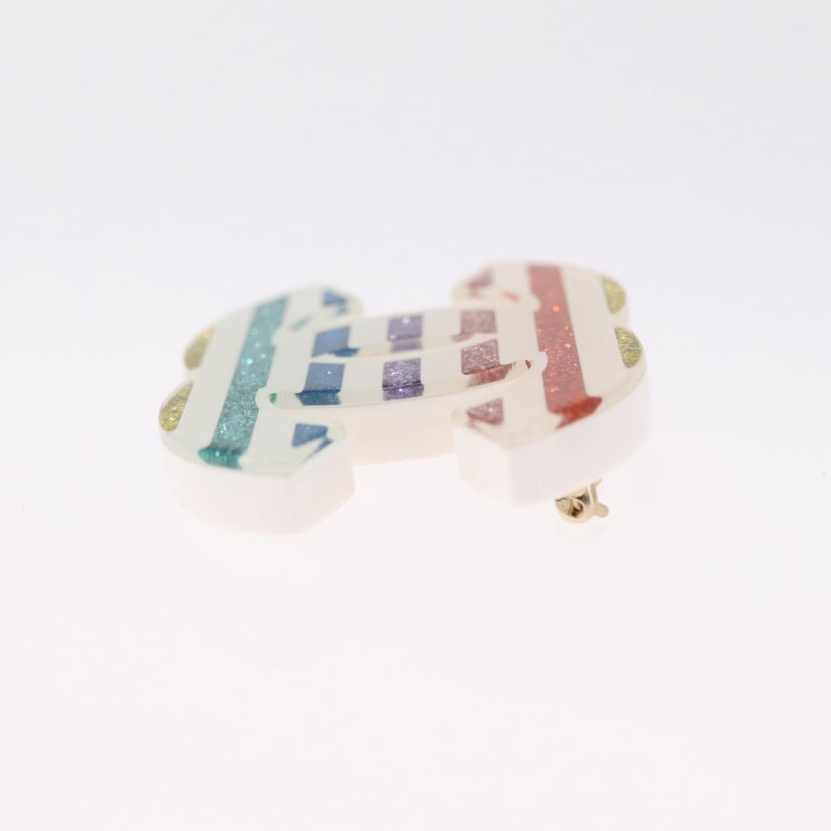 CHANEL COCO Mark Brooch Plastic Multicolor Gold CC Auth 215720M