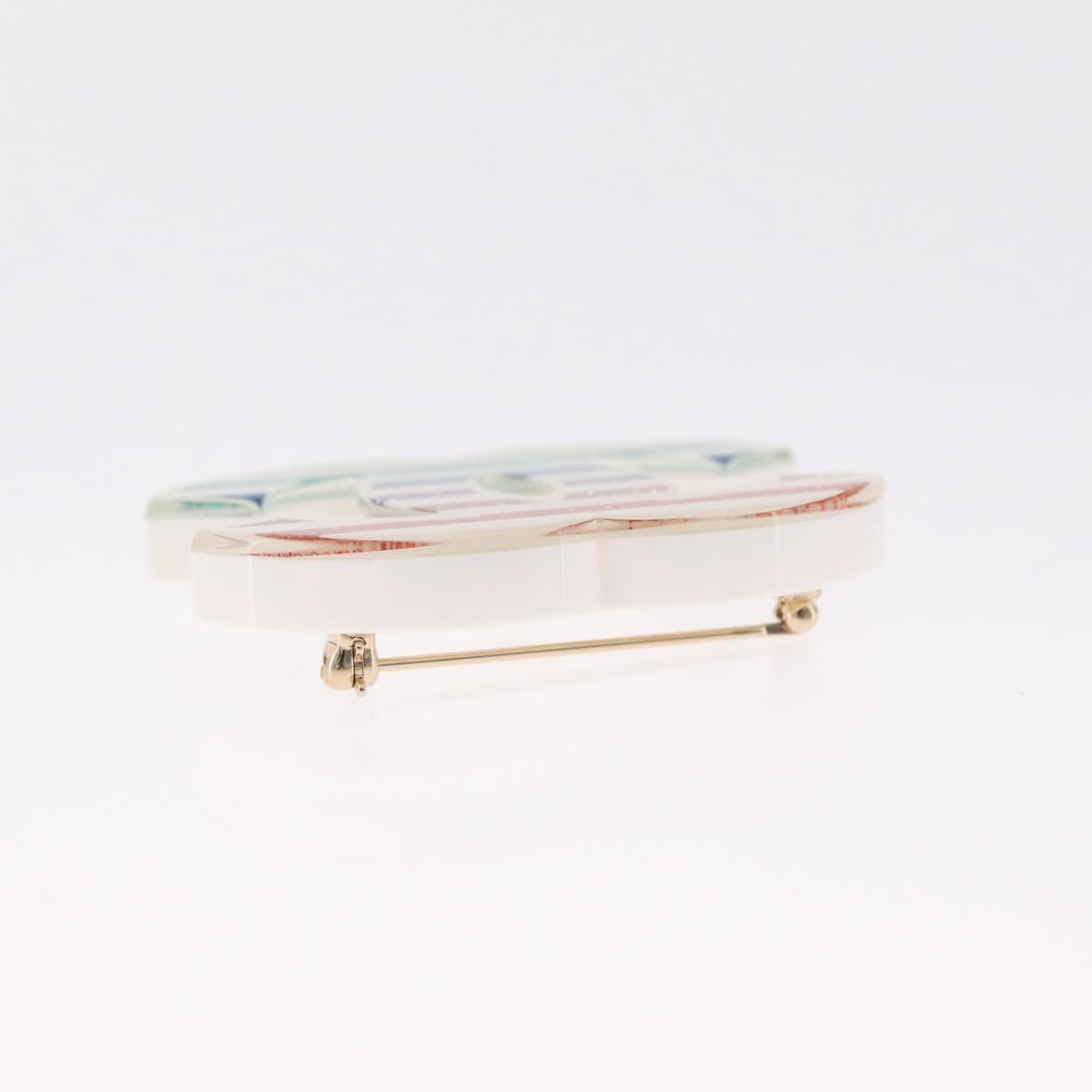 CHANEL COCO Mark Brooch Plastic Multicolor Gold CC Auth 215720M