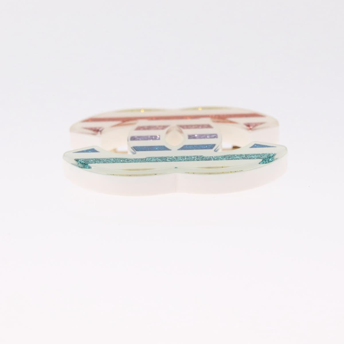 CHANEL COCO Mark Brooch Plastic Multicolor Gold CC Auth 215720M