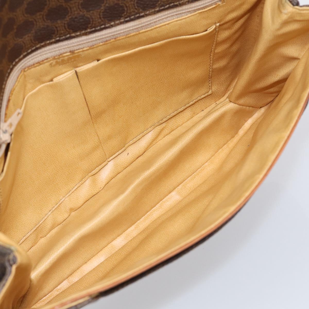 CELINE Macadam Chain Shoulder Bag PVC Brown Gold Auth 215751