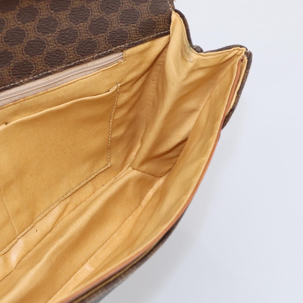 CELINE Macadam Chain Shoulder Bag PVC Brown Gold Auth 215751