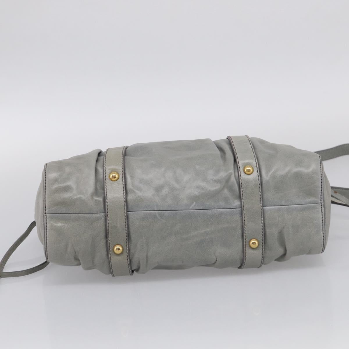 Miu Miu Vittero Hand Bag Leather 2way Gray Gold Auth 215808A