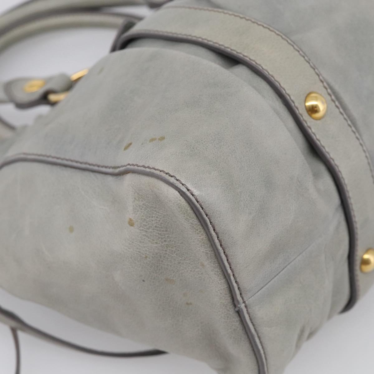 Miu Miu Vittero Hand Bag Leather 2way Gray Gold Auth 215808A