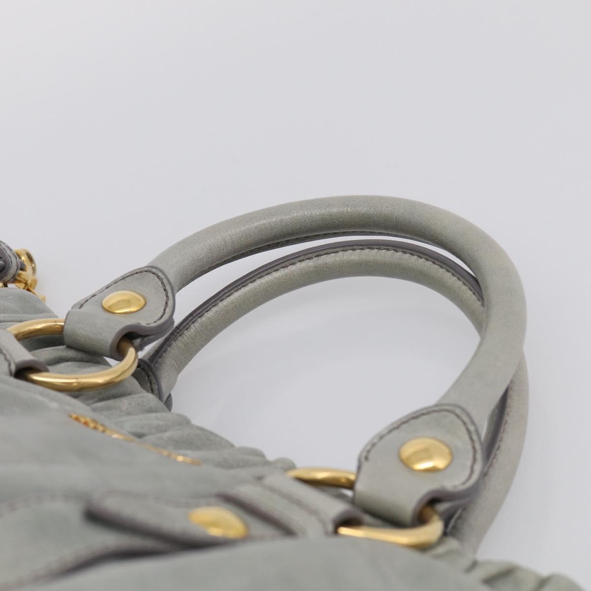 Miu Miu Vittero Hand Bag Leather 2way Gray Gold Auth 215808A