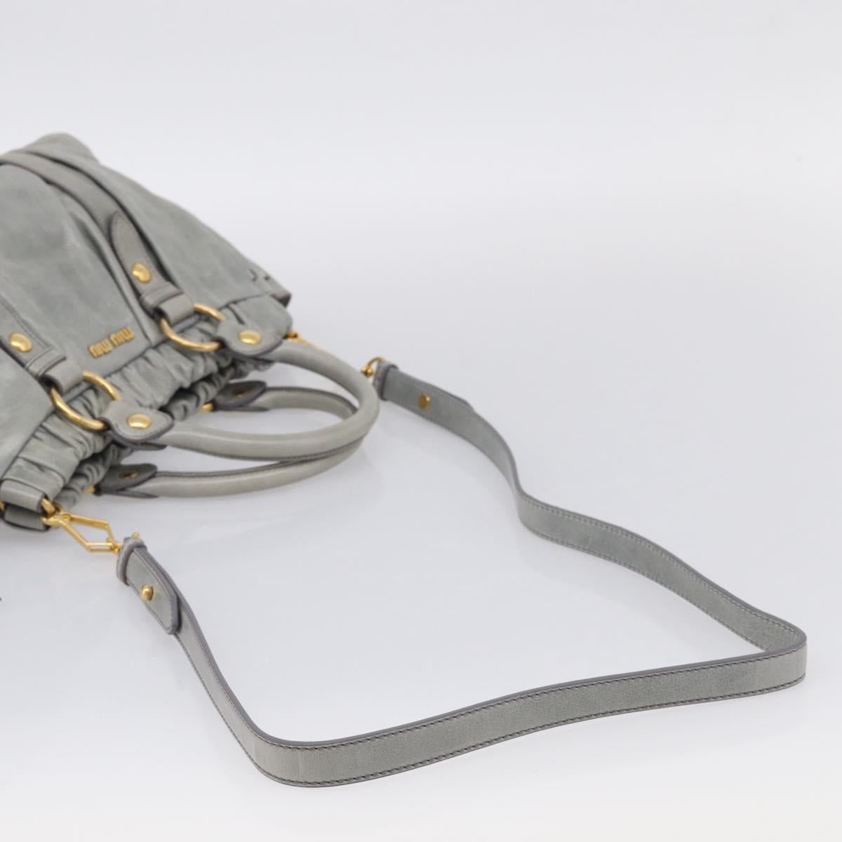 Miu Miu Vittero Hand Bag Leather 2way Gray Gold Auth 215808A