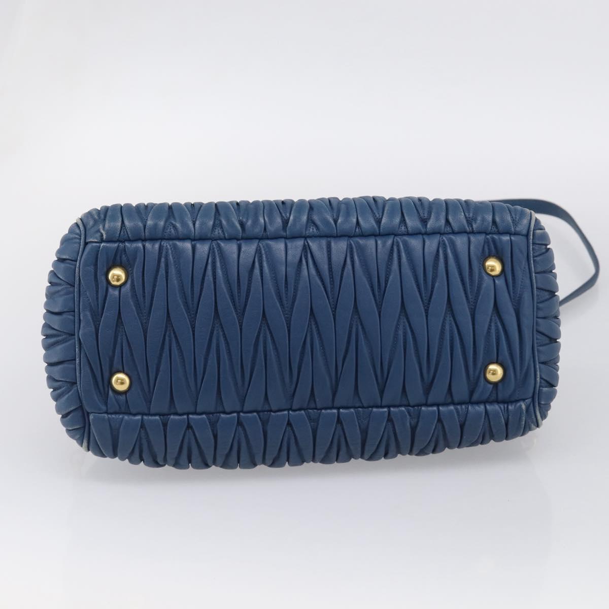 Miu Miu Matelasse Hand Bag Leather Blue Gold Auth 215810A