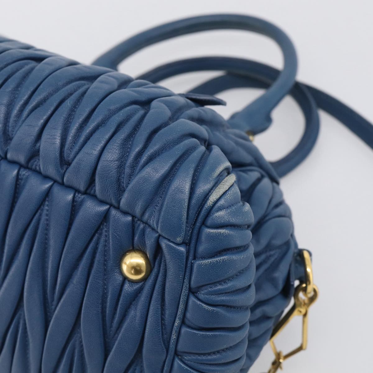 Miu Miu Matelasse Hand Bag Leather Blue Gold Auth 215810A