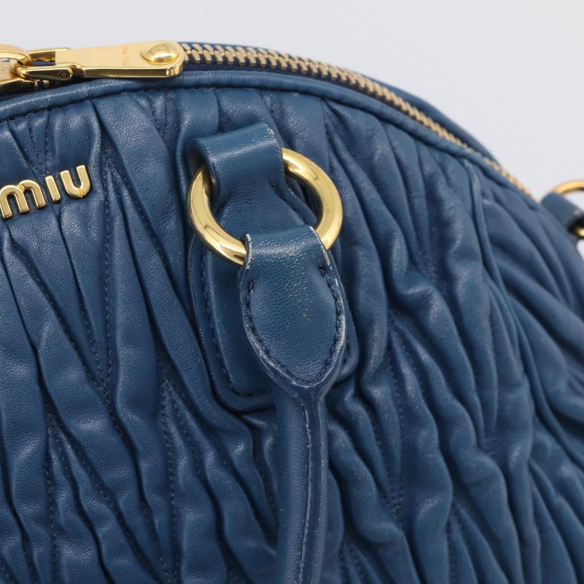Miu Miu Matelasse Hand Bag Leather Blue Gold Auth 215810A