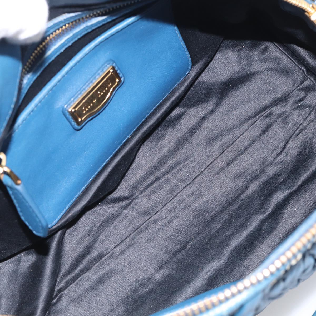 Miu Miu Matelasse Hand Bag Leather Blue Gold Auth 215810A