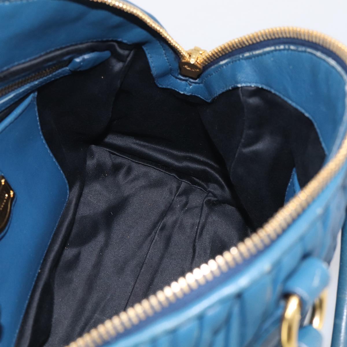 Miu Miu Matelasse Hand Bag Leather Blue Gold Auth 215810A