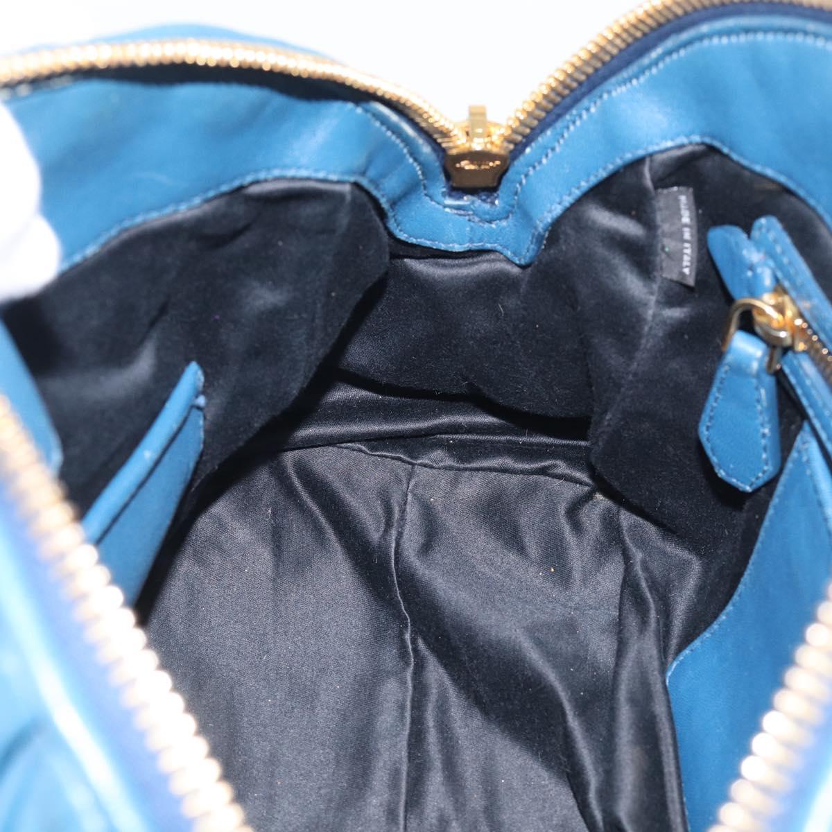 Miu Miu Matelasse Hand Bag Leather Blue Gold Auth 215810A