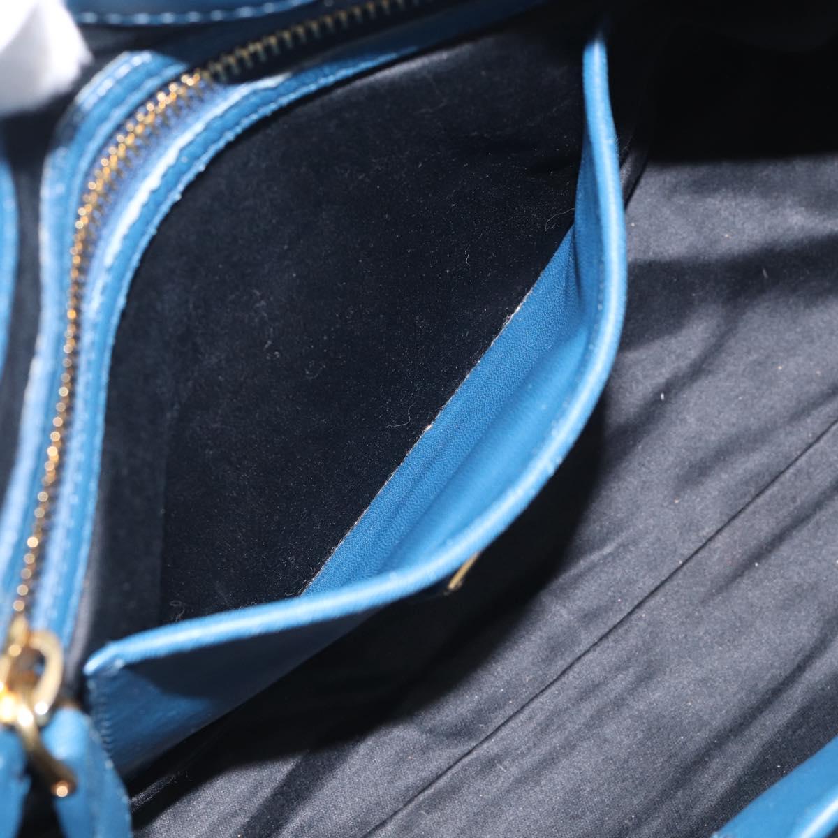 Miu Miu Matelasse Hand Bag Leather Blue Gold Auth 215810A