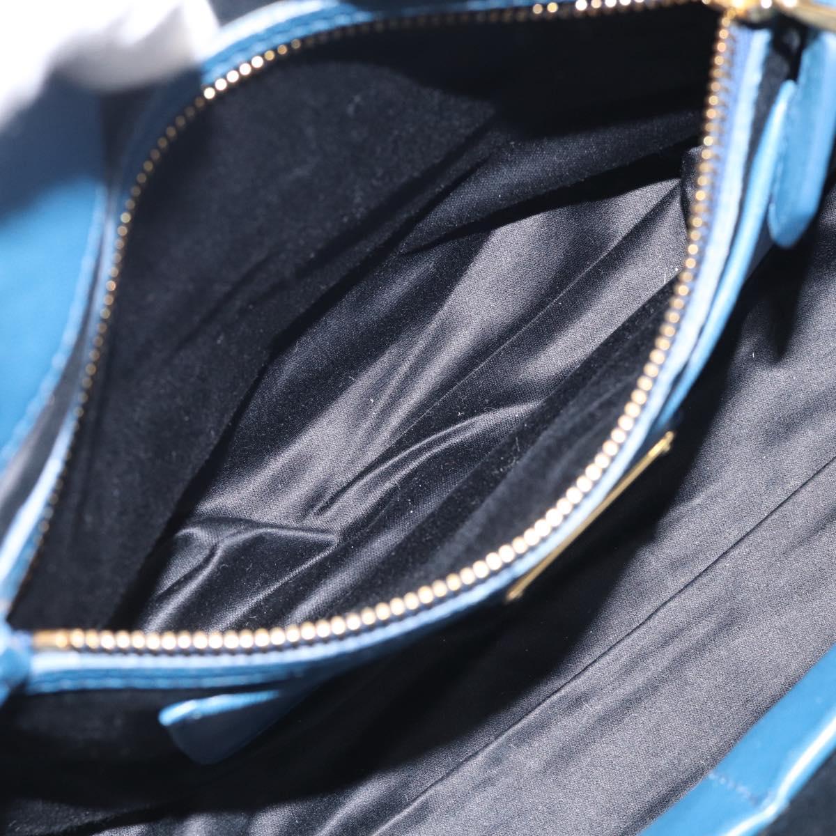 Miu Miu Matelasse Hand Bag Leather Blue Gold Auth 215810A