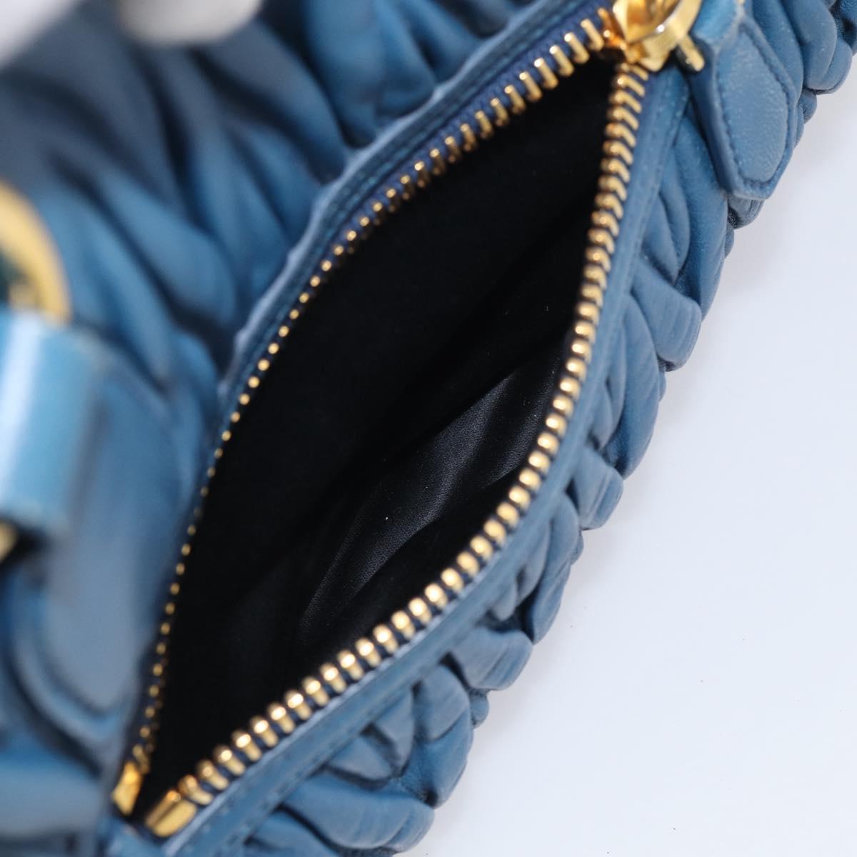 Miu Miu Matelasse Hand Bag Leather Blue Gold Auth 215810A