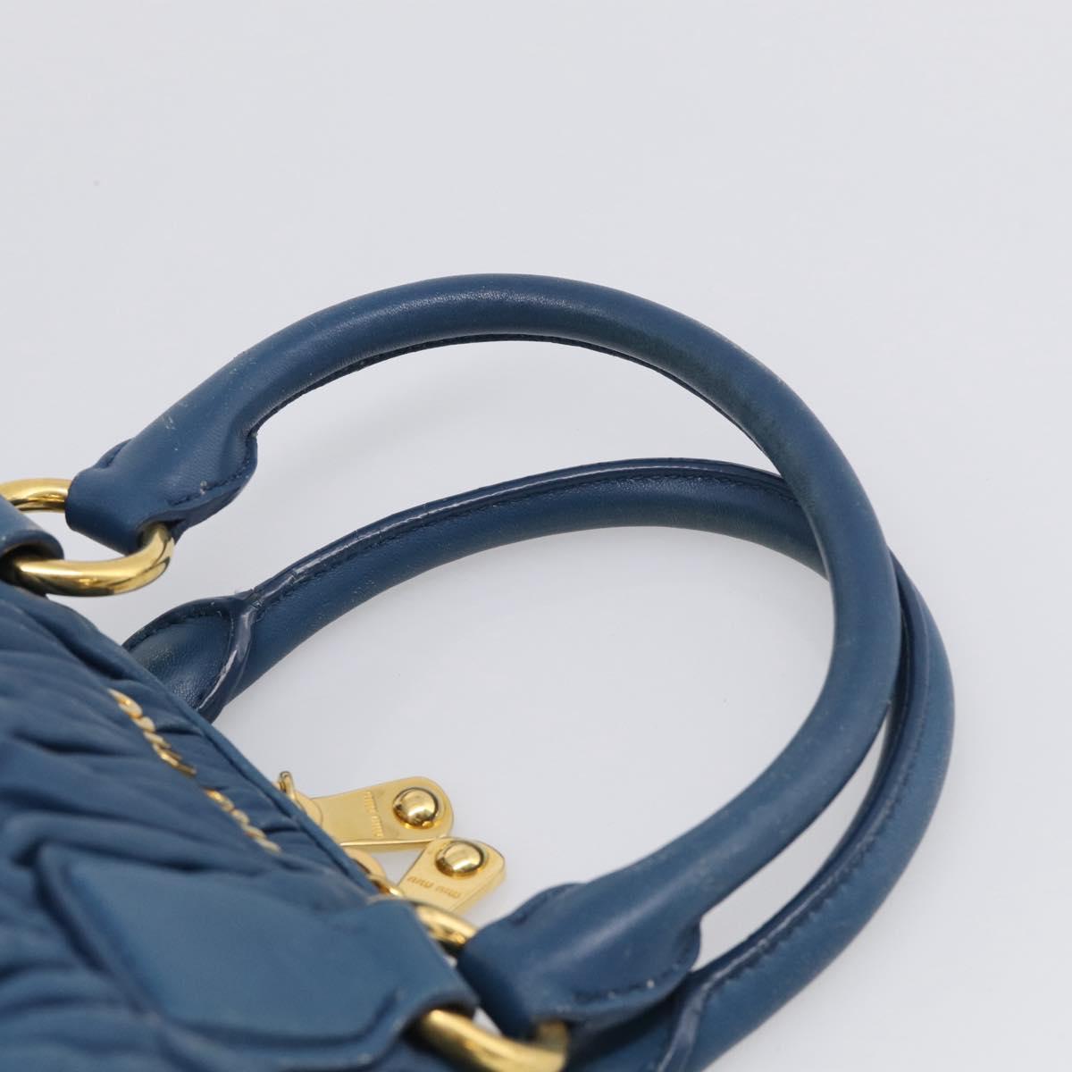 Miu Miu Matelasse Hand Bag Leather Blue Gold Auth 215810A