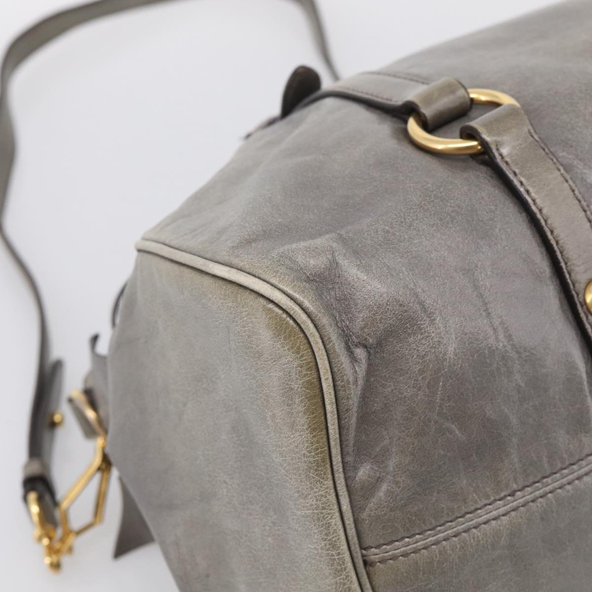 Miu Miu Vittero Hand Bag Leather 2way Gray Gold Auth 215811M